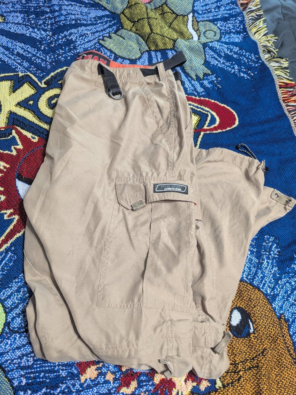 Vintage Y2K Vibes Jeans Convertible Parachute Tan Zip Off Pants sz XL